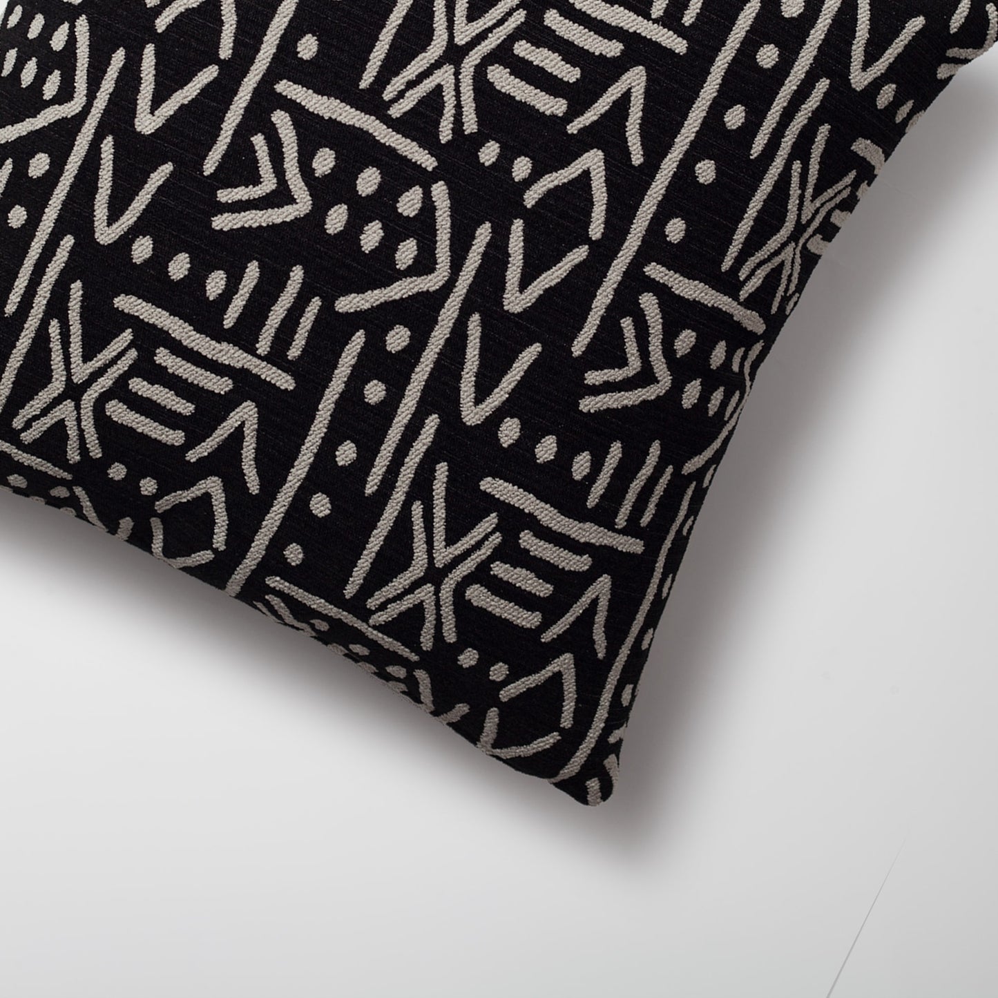 Icon | Black Ethnic Tribal Boucle Woven Square 18''x18'' Throw Pillow Cover