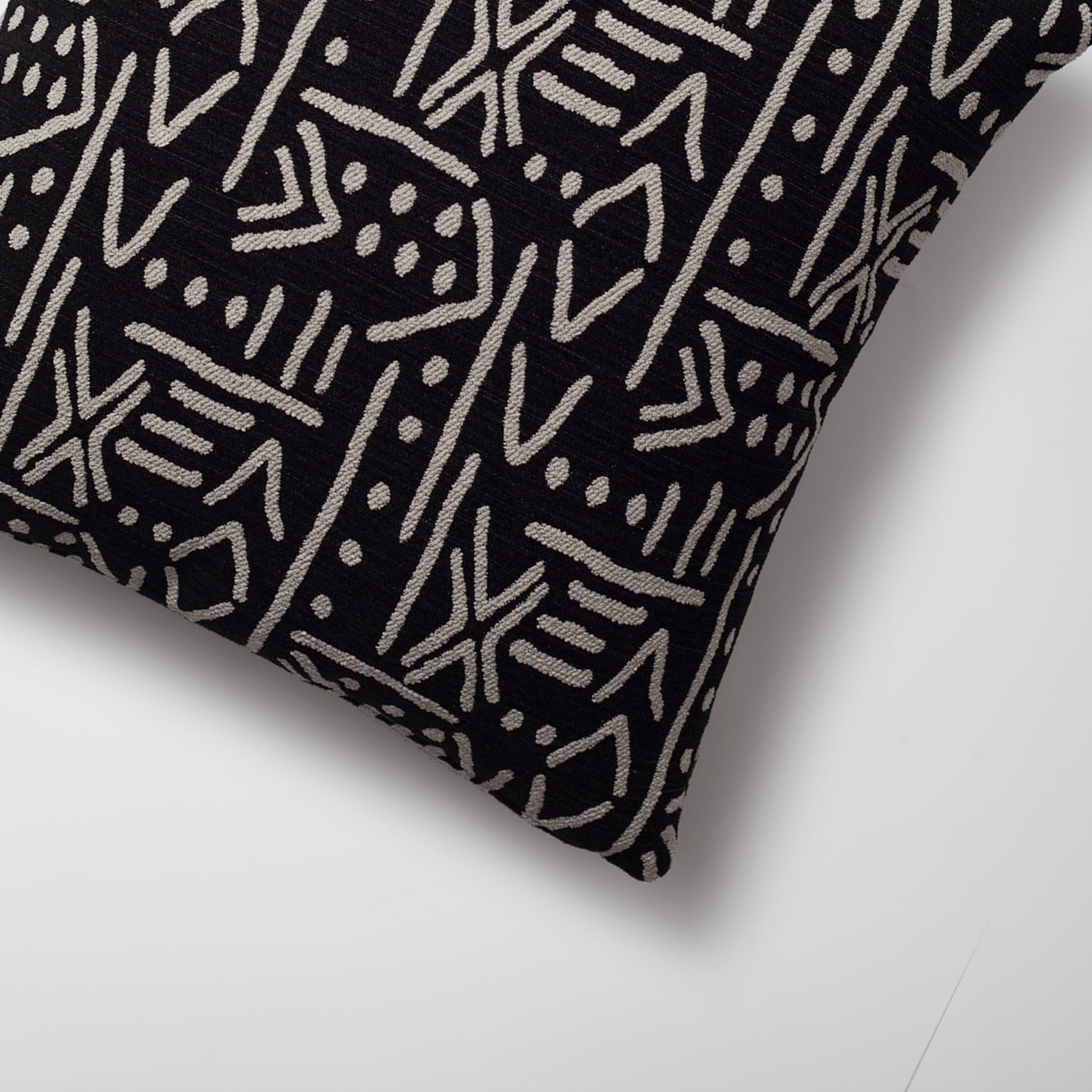 Icon | Black Ethnic Tribal Boucle Woven Square 18''x18'' Throw Pillow Cover