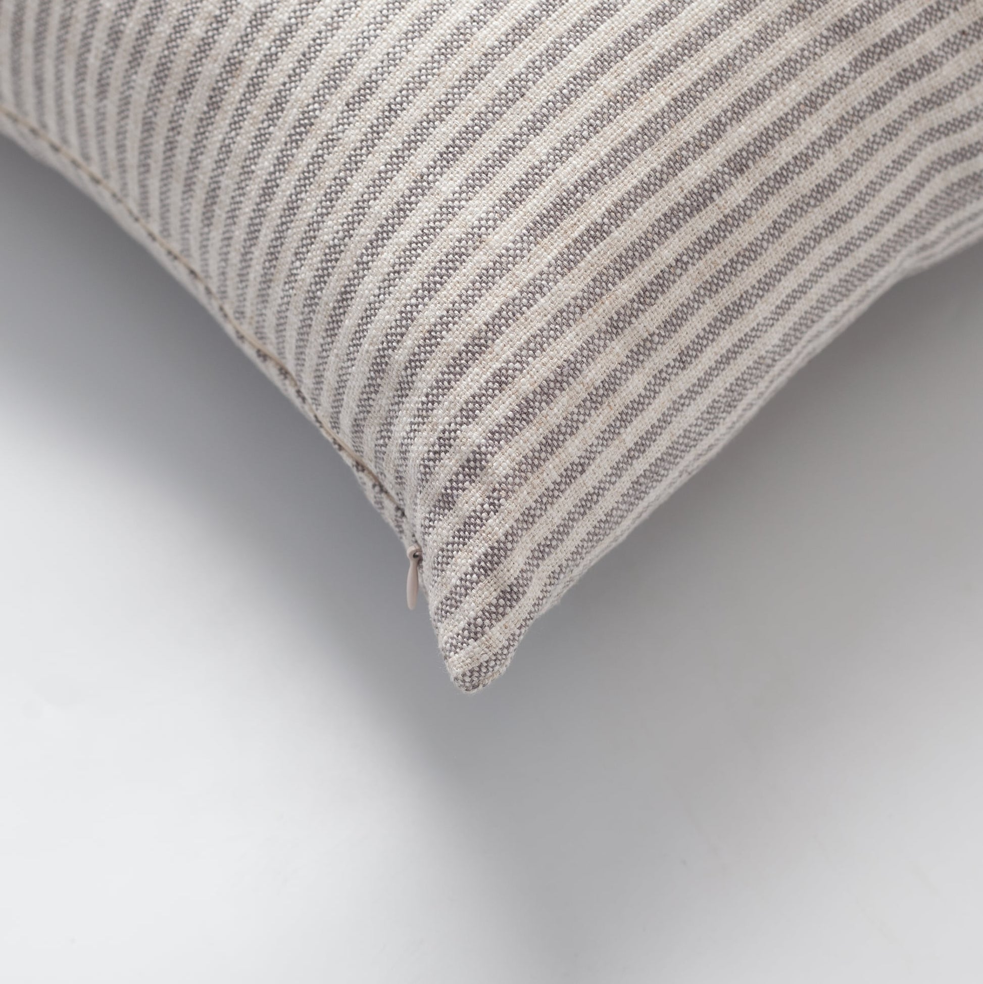 Zuma | Gray Stripe Neutral Linen-Blend Square 18"x18" Throw Pillow Cover