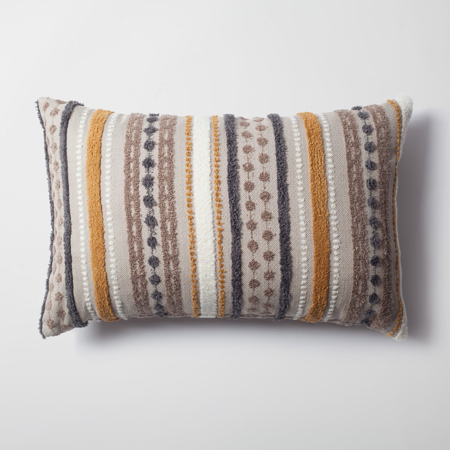 Nomad | Mustard Yellow Woven Linen Striped Lumbar 16''x24'' Throw Pillow Cover