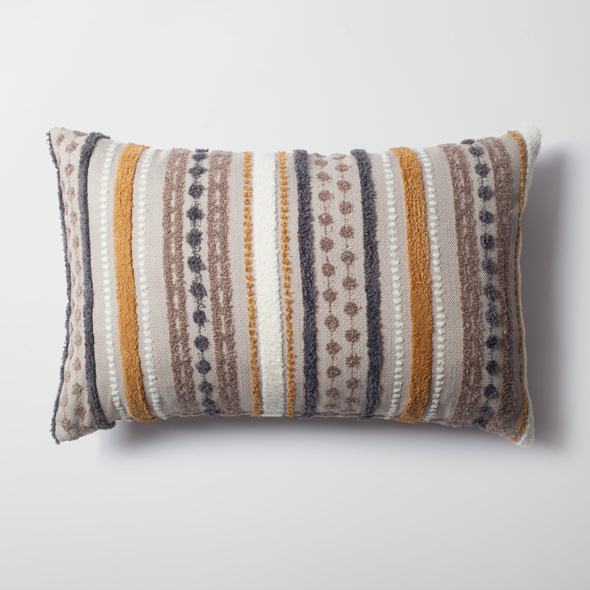 Nomad | Mustard Yellow Woven Linen Striped Lumbar 16''x24'' Throw Pillow Cover