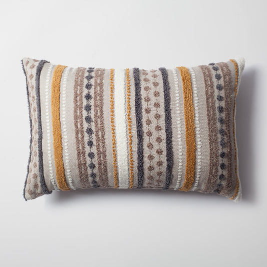 Nomad | Mustard Yellow Woven Linen Striped Lumbar 16''x24'' Throw Pillow Cover