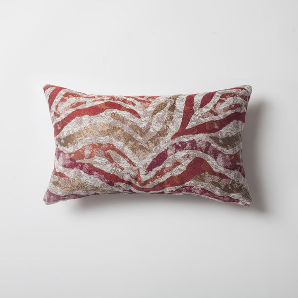 Red textured woven animal skin throw pillow cover 12"x20"