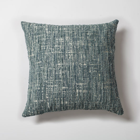 Coco | Blue Heathered Woven Textured Plain Square 20"x20'' Throw Pillow Cover