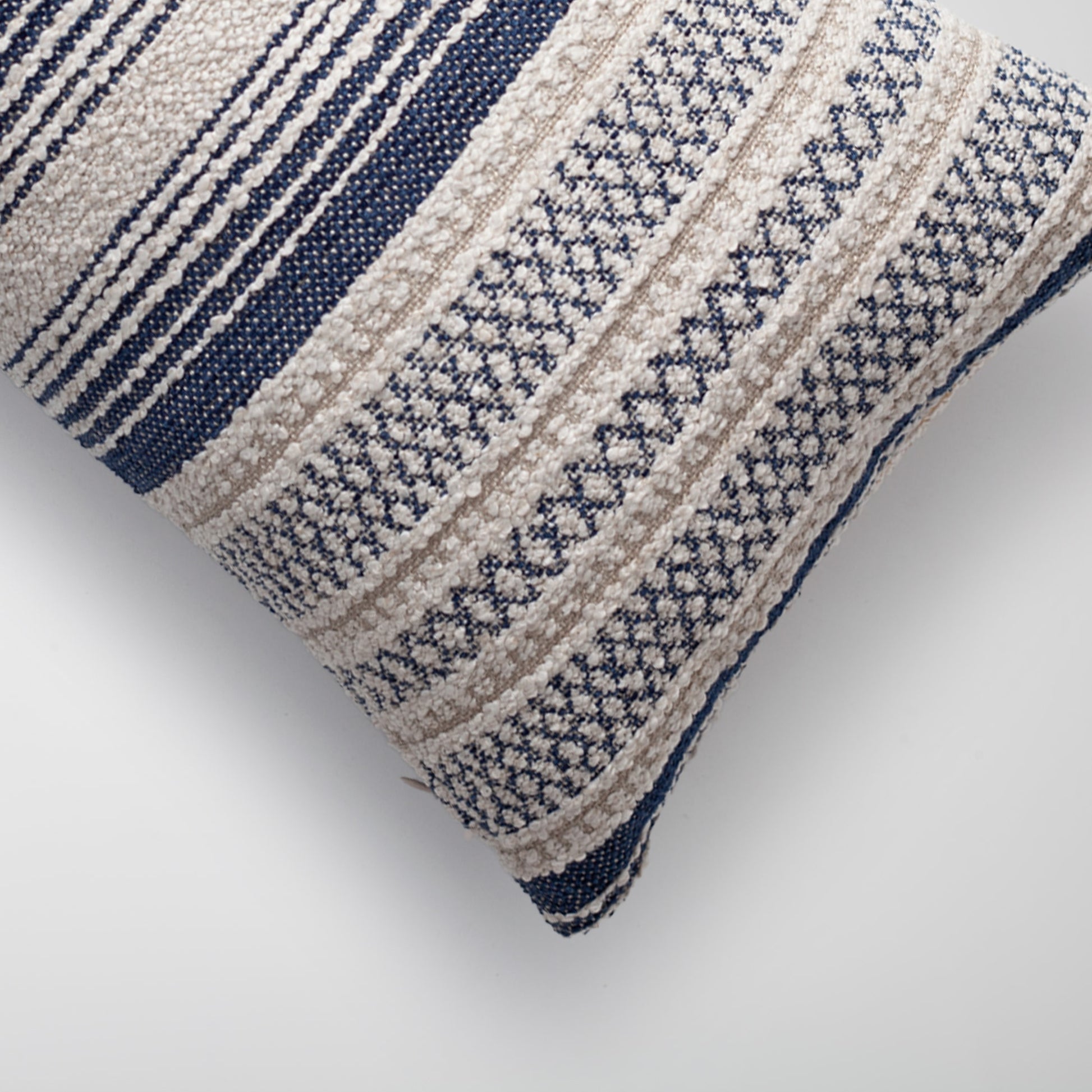 Gobi | Navy Blue Striped Textured Lumbar 12''x20'' Throw Pillow Cover