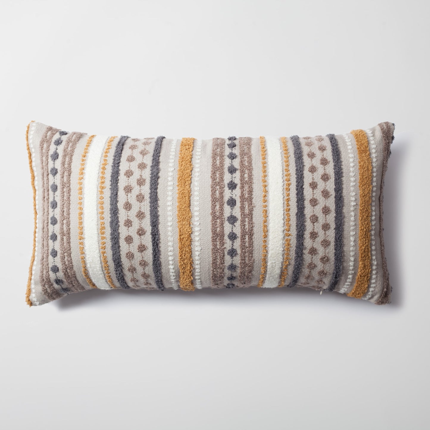 Nomad | Mustard Yellow Linen Striped Long Lumbar 14"x28" Throw Pillow Cover