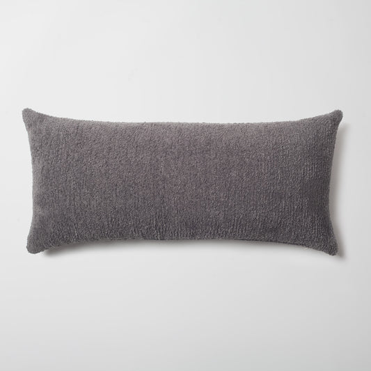 Cozy | Dark Gray Plush Soft Textured Long Lumbar 14"x28" Throw Pillow Cover