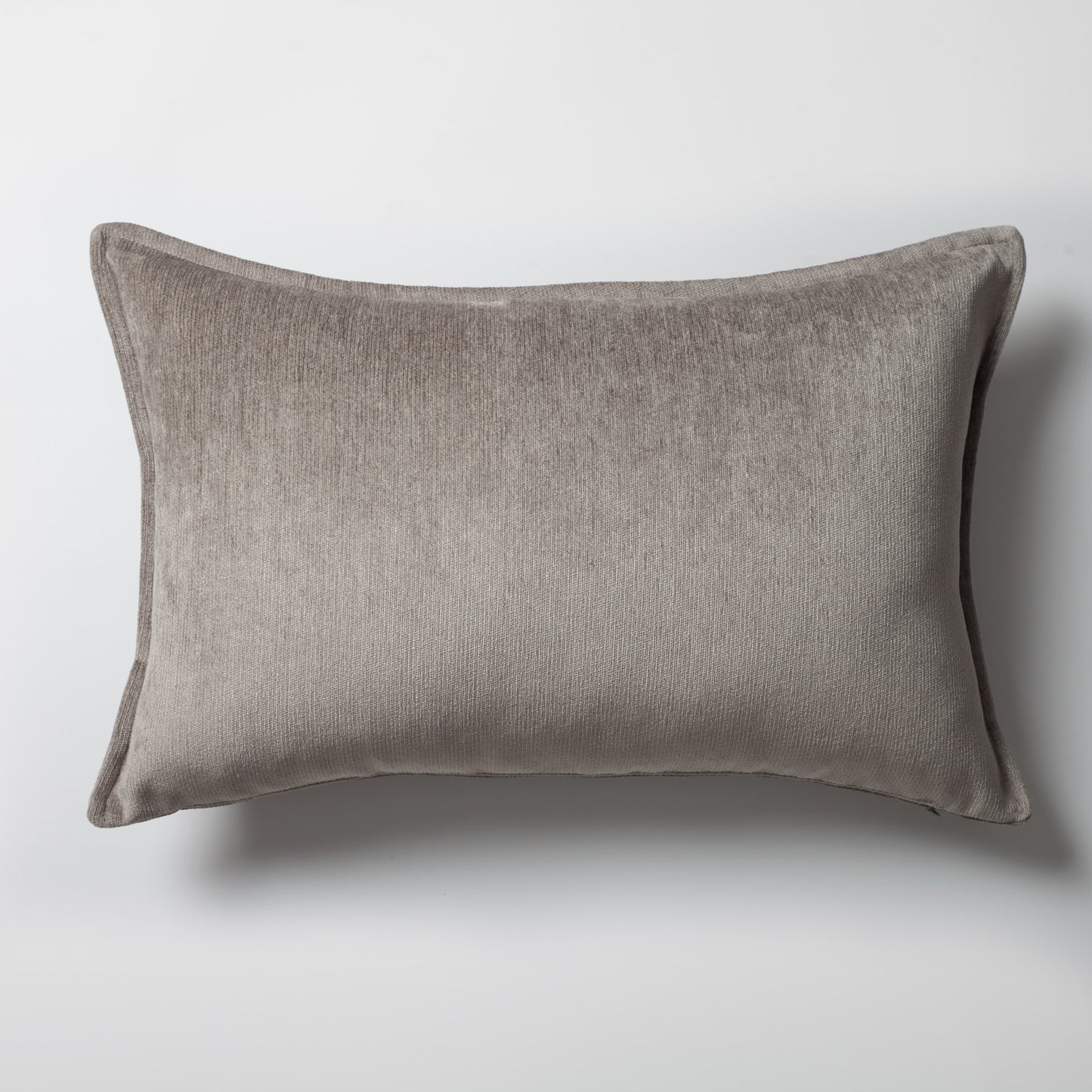 Eliza | Taupe Textured Velvet-Look Flanged Lumbar 16''x24'' Throw Pillow Cover
