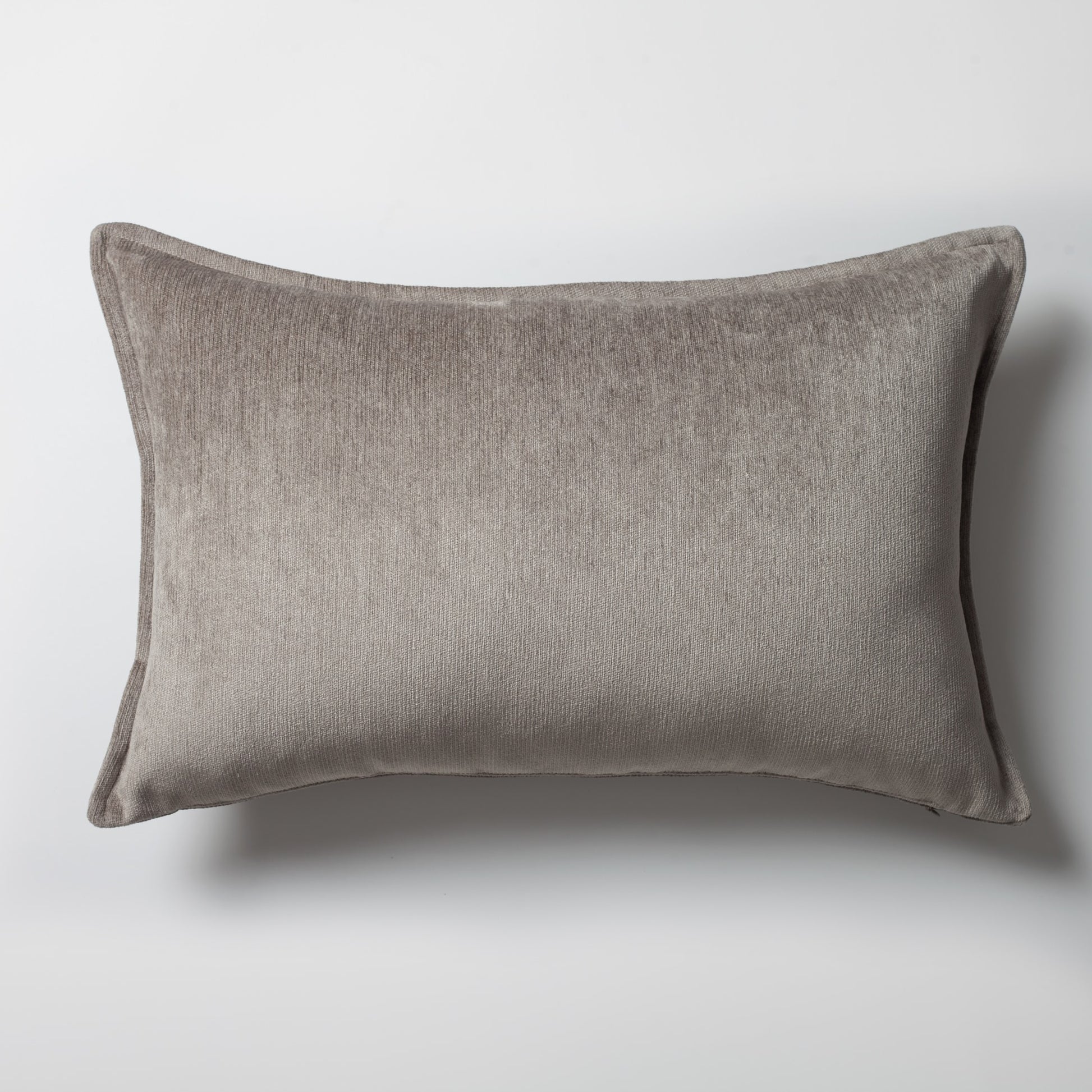 Eliza | Taupe Textured Velvet-Look Flanged Lumbar 16''x24'' Throw Pillow Cover