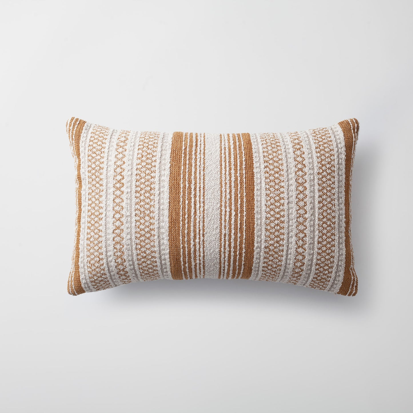 Gobi | Mustard Yellow Striped Textured Lumbar 12''x20'' Throw Pillow Cover