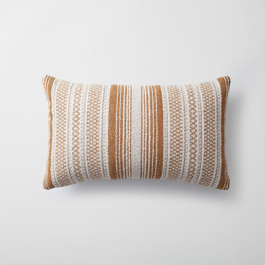Gobi | Mustard Yellow Striped Textured Lumbar 12''x20'' Throw Pillow Cover