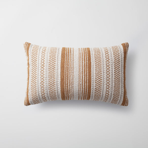 Mustard yellow striped textured lumbar throw pillow cover 12"x20"