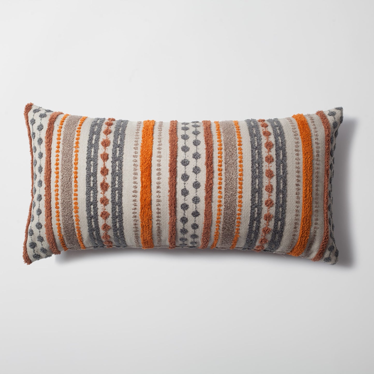 Nomad | Orange Linen Striped Long Lumbar 14"x28" Throw Pillow Cover