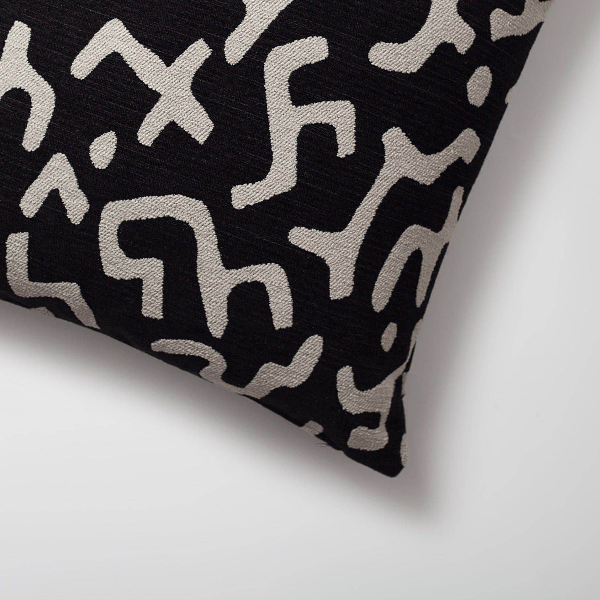 Nandos | Black African Mud Cloth Design Boucle Textured Square 20''x20'' Throw Pillow Cover