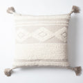 Quba | Neutral Linen Cozy Striped Boho Square 20''x20'' Throw Pillow Cover