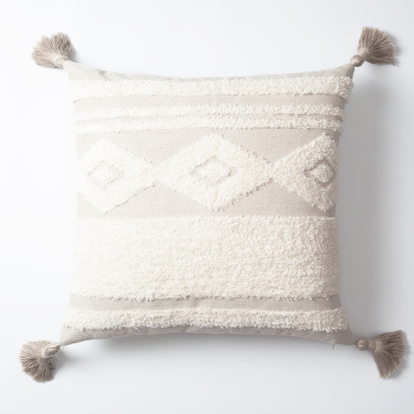 Neutral linen cozy striped boho throw pillow cover 20"x20"