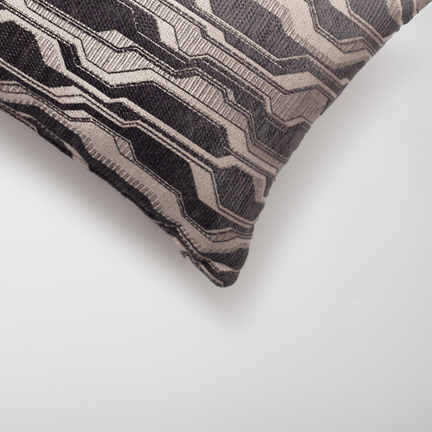 Lebon | Dark Gray Modern Geometric Patterned Lumbar 12''x20'' Throw Pillow Cover