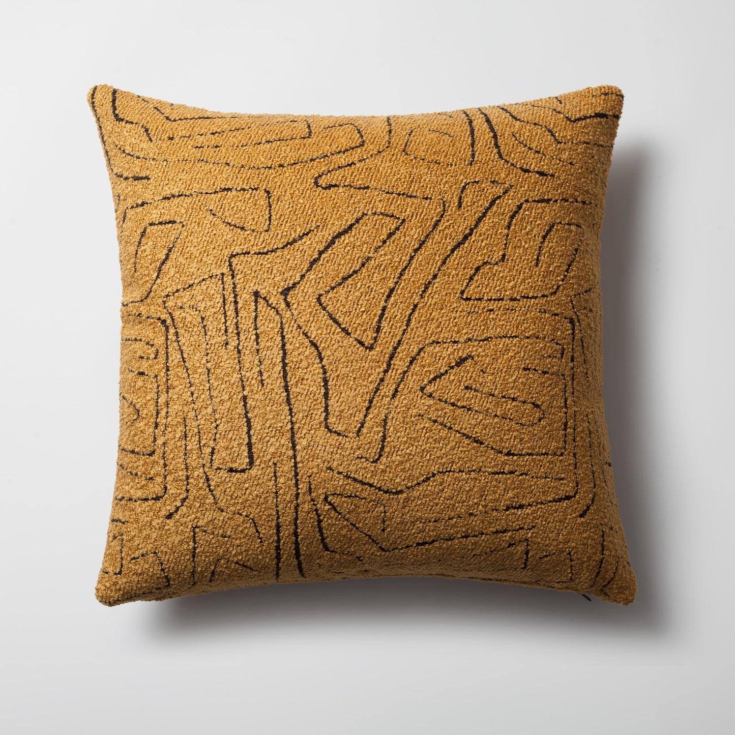 Amorf | Mustard Abstract Minimal Design Textured Square 20"x20'' Throw Pillow Cover