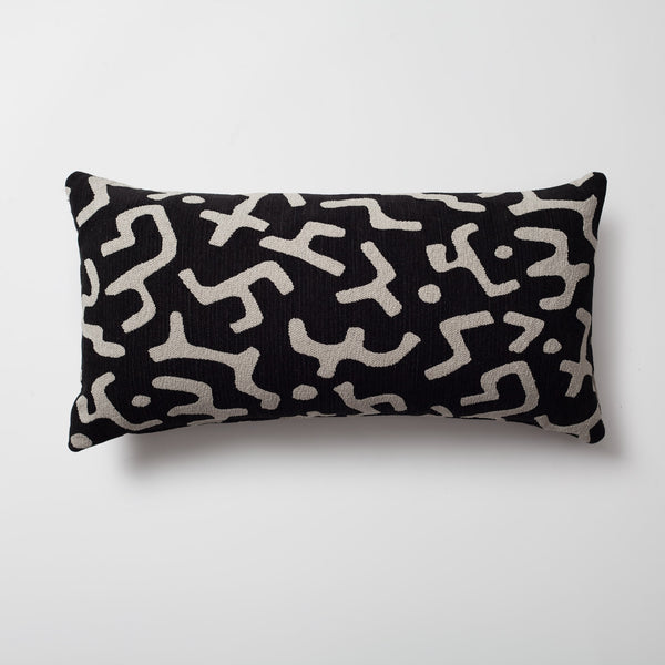 Black african mud cloth design throw pillow cover 14"x28"
