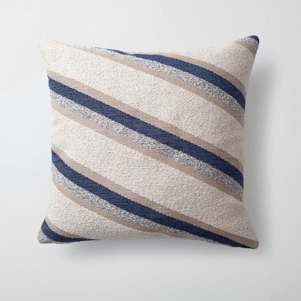 Navy blue striped boucle textured square throw pillow cover 20"x20"