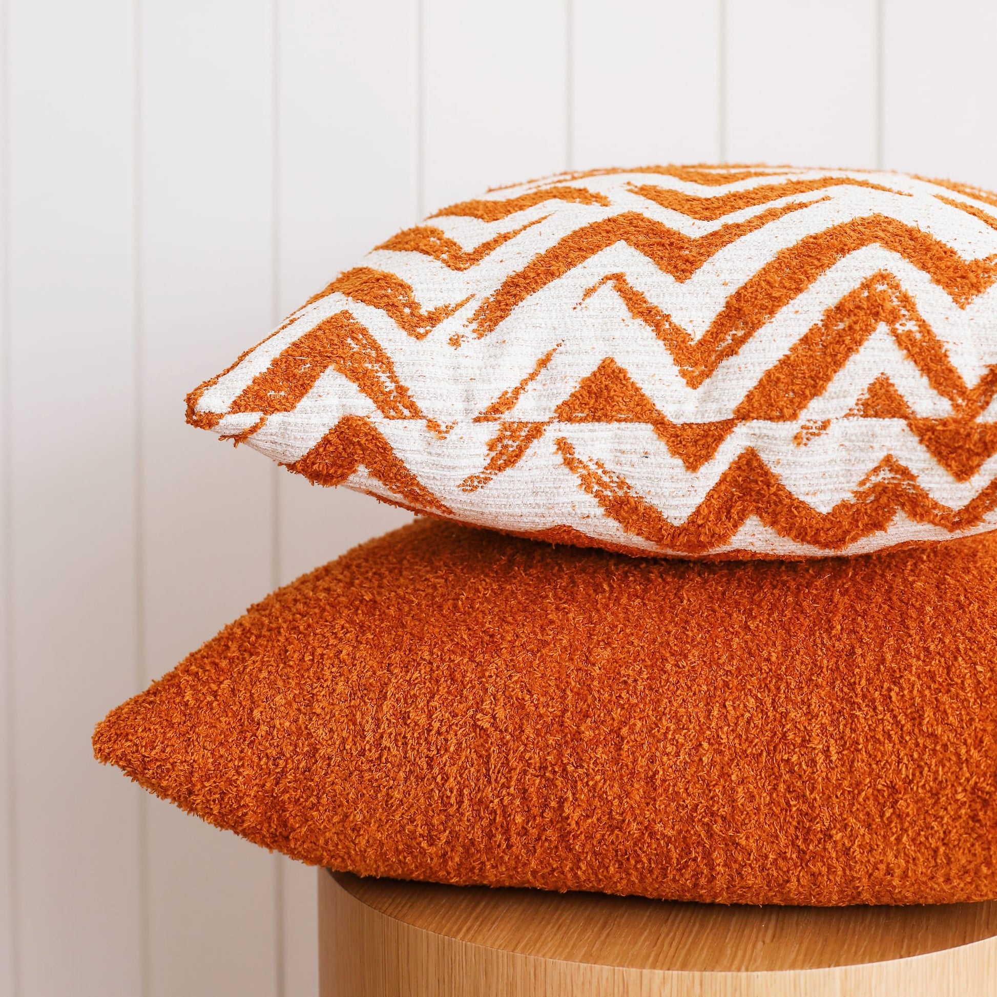 Cozy | Orange Plush Soft Textured Square 20''x20'' Throw Pillow Cover