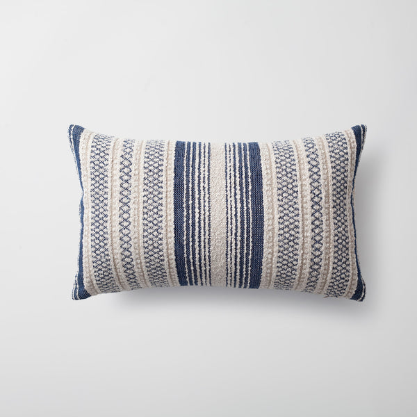 Navy blue striped textured lumbar throw pillow cover 12"x20"