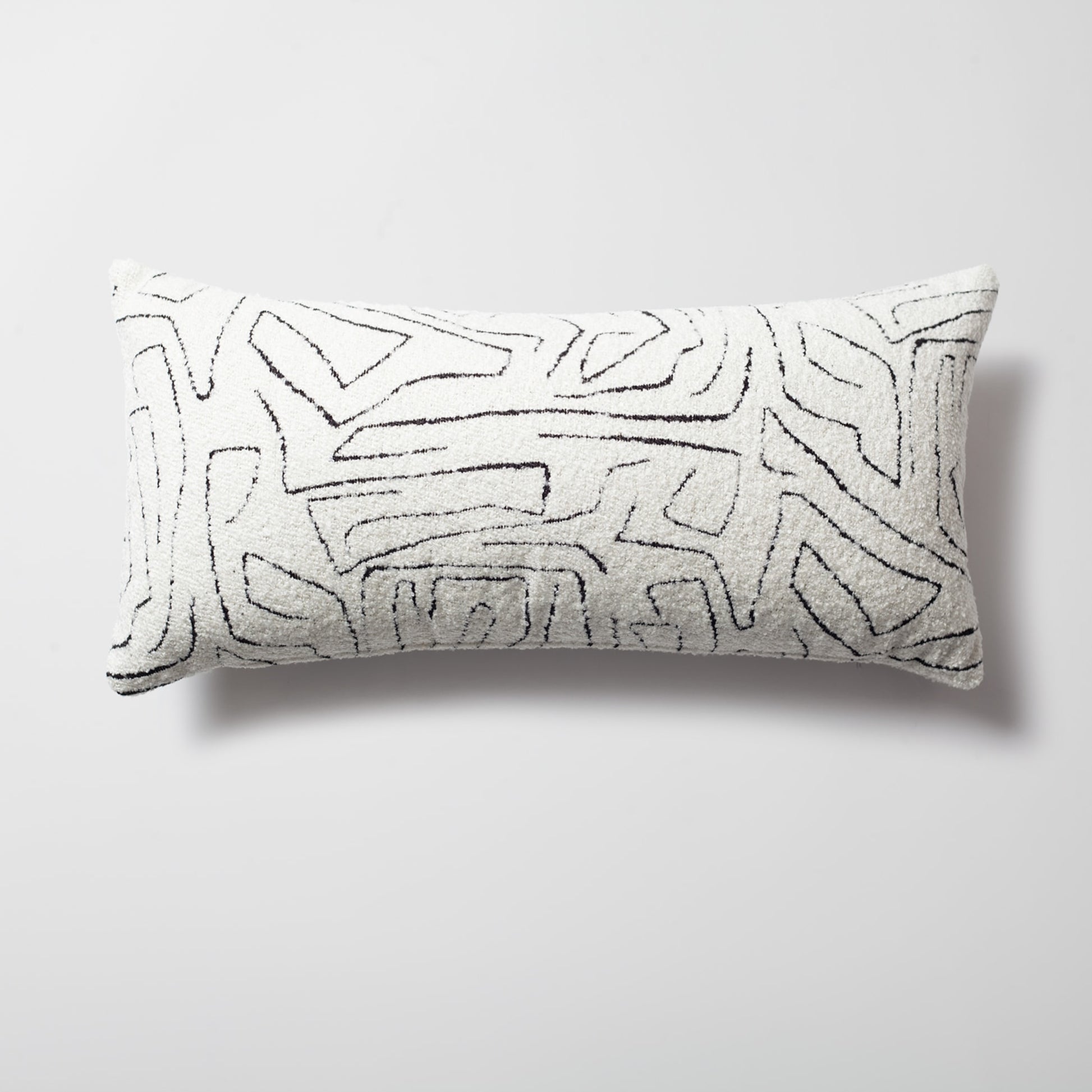 Amorf | White Abstract Minimal Design Textured Long Lumbar 14"x28'' ThrowPillow Cover