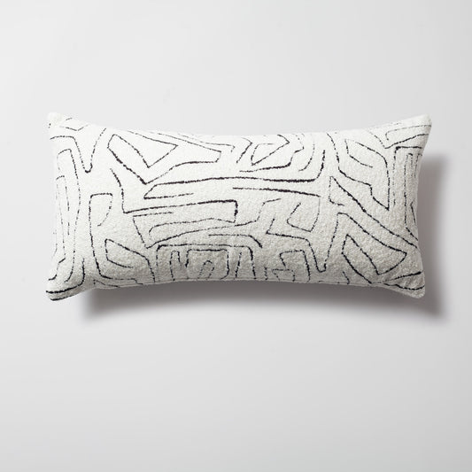 Amorf | White Abstract Minimal Design Textured Long Lumbar 14"x28'' ThrowPillow Cover