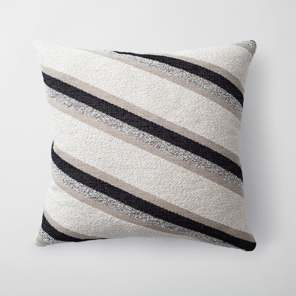 Black white striped boucle textured throw pillow cover 20"x20"