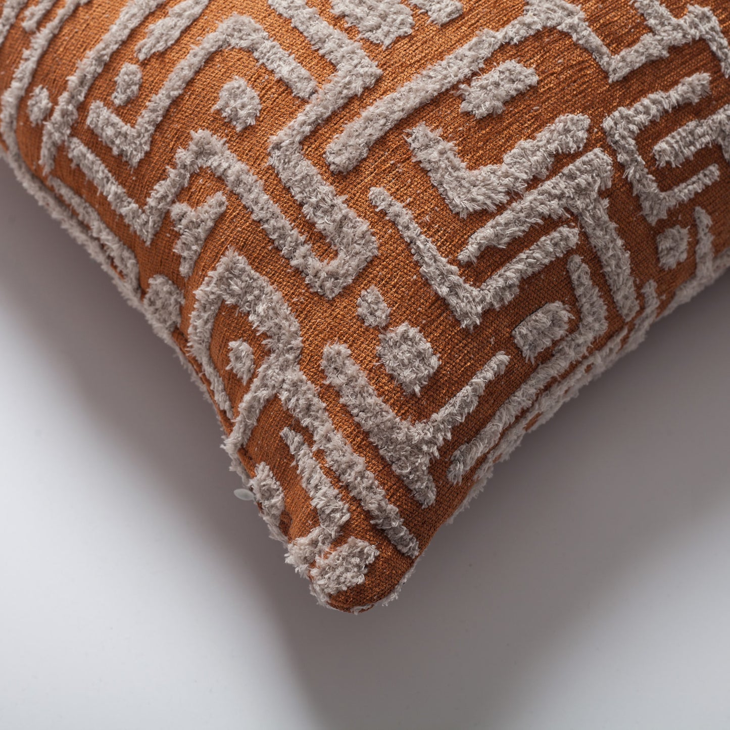 Gilda | Burnt Orange Mid-Century Modern Geometric Textured Woven Square 18''x18'' Throw Pillow Cover