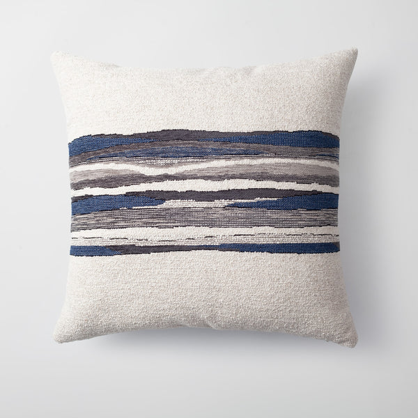 Navy blue textured abstract striped neutral throw pillow cover 20"x20"