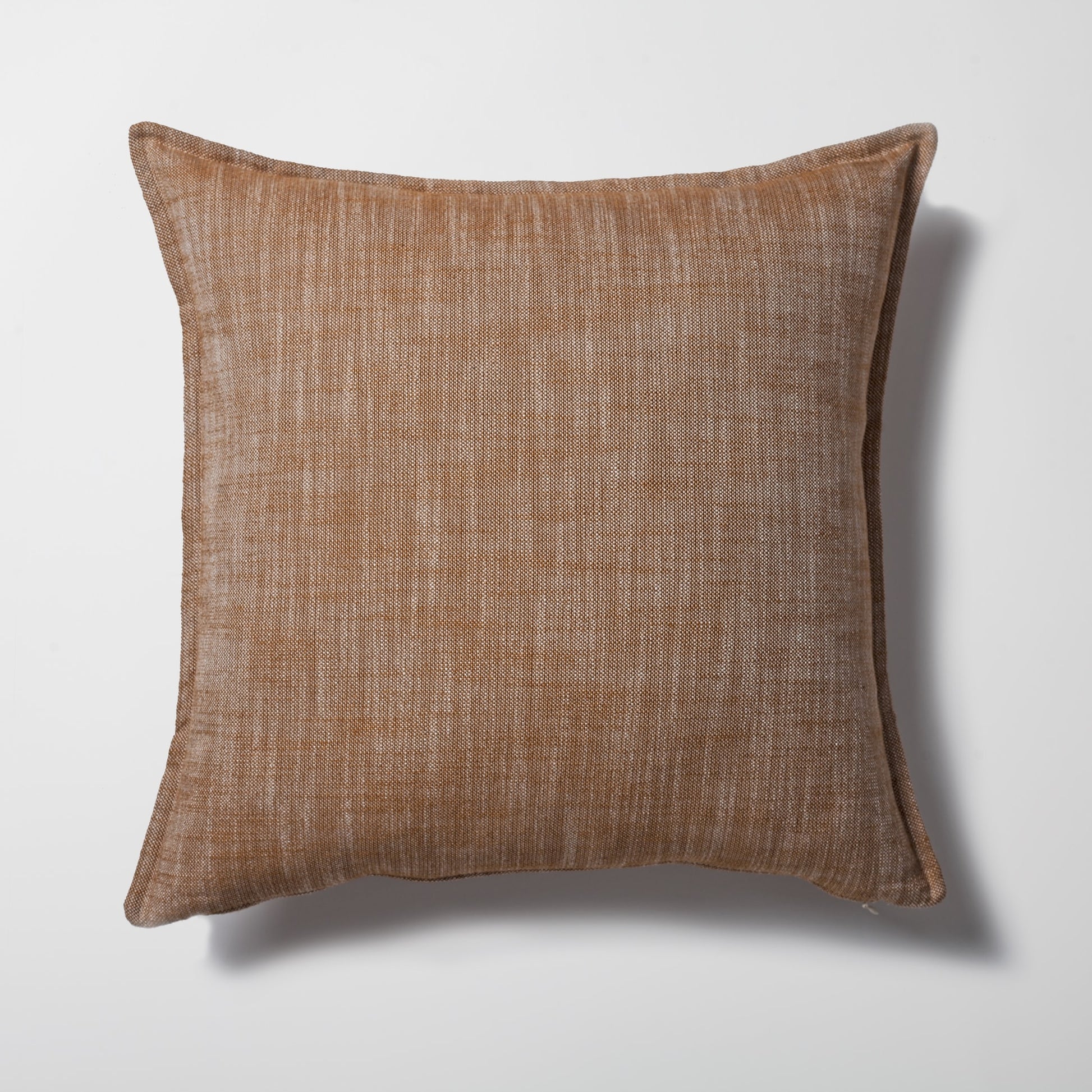 Porto | Mustard Yellow Neutral Solid Linen-Blend Flanged Square 20''x20'' Throw Pillow Cover