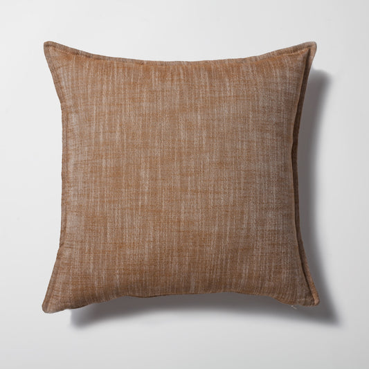 Porto | Mustard Yellow Neutral Solid Linen-Blend Flanged Square 20''x20'' Throw Pillow Cover