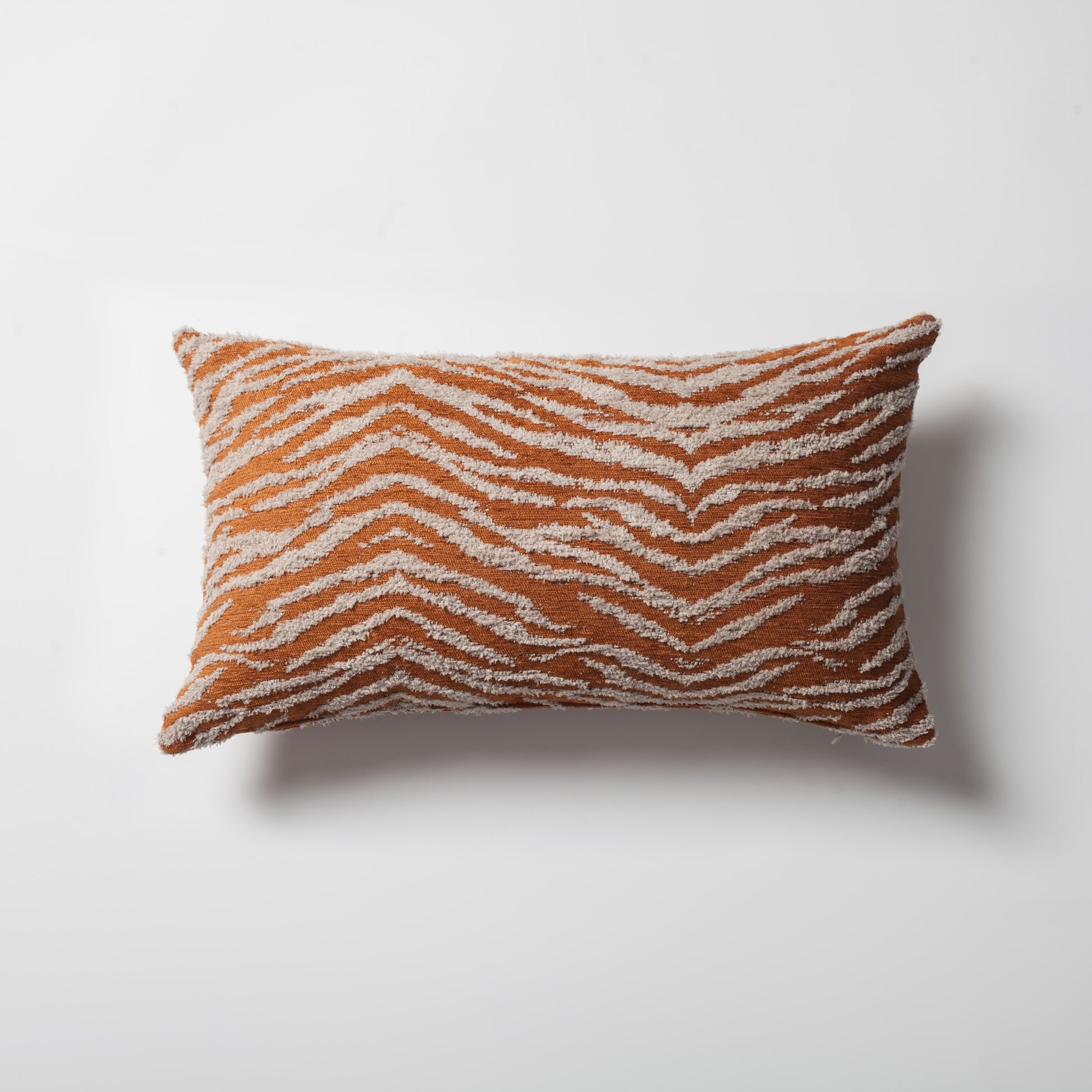 Tokyo | Burnt Orange Animal Skin Print Zebra Woven Lumbar 12''x20'' Throw Pillow Cover