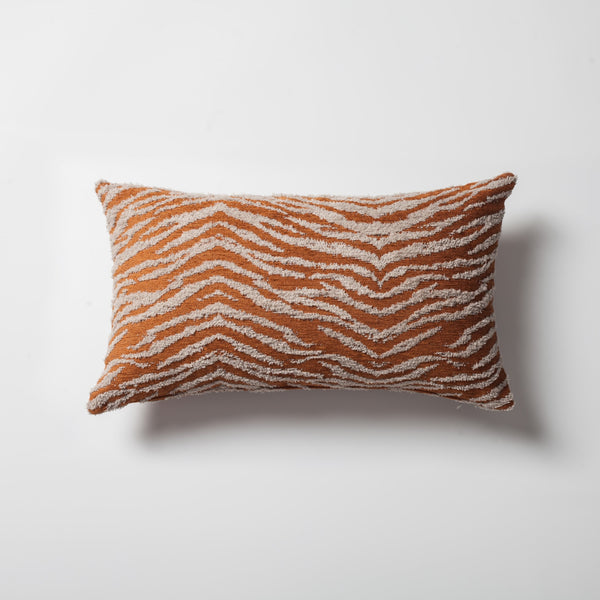 Burnt orange animal skin print zebra throw pillow cover 12"x20"