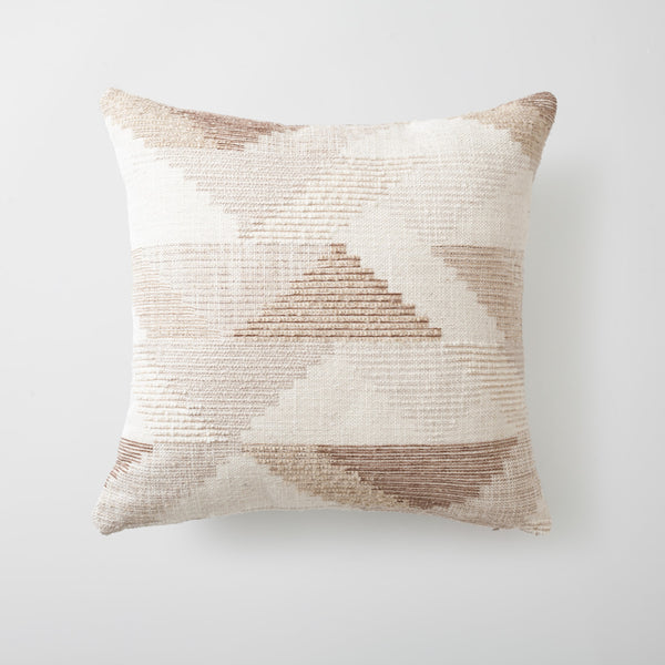 Neutral boho geometric textured square throw pillow cover 18"x18"