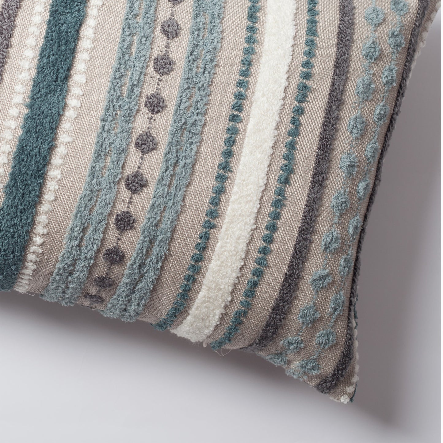 Nomad | Teal Blue Linen Striped Long Lumbar 14"x28" Throw Pillow Cover
