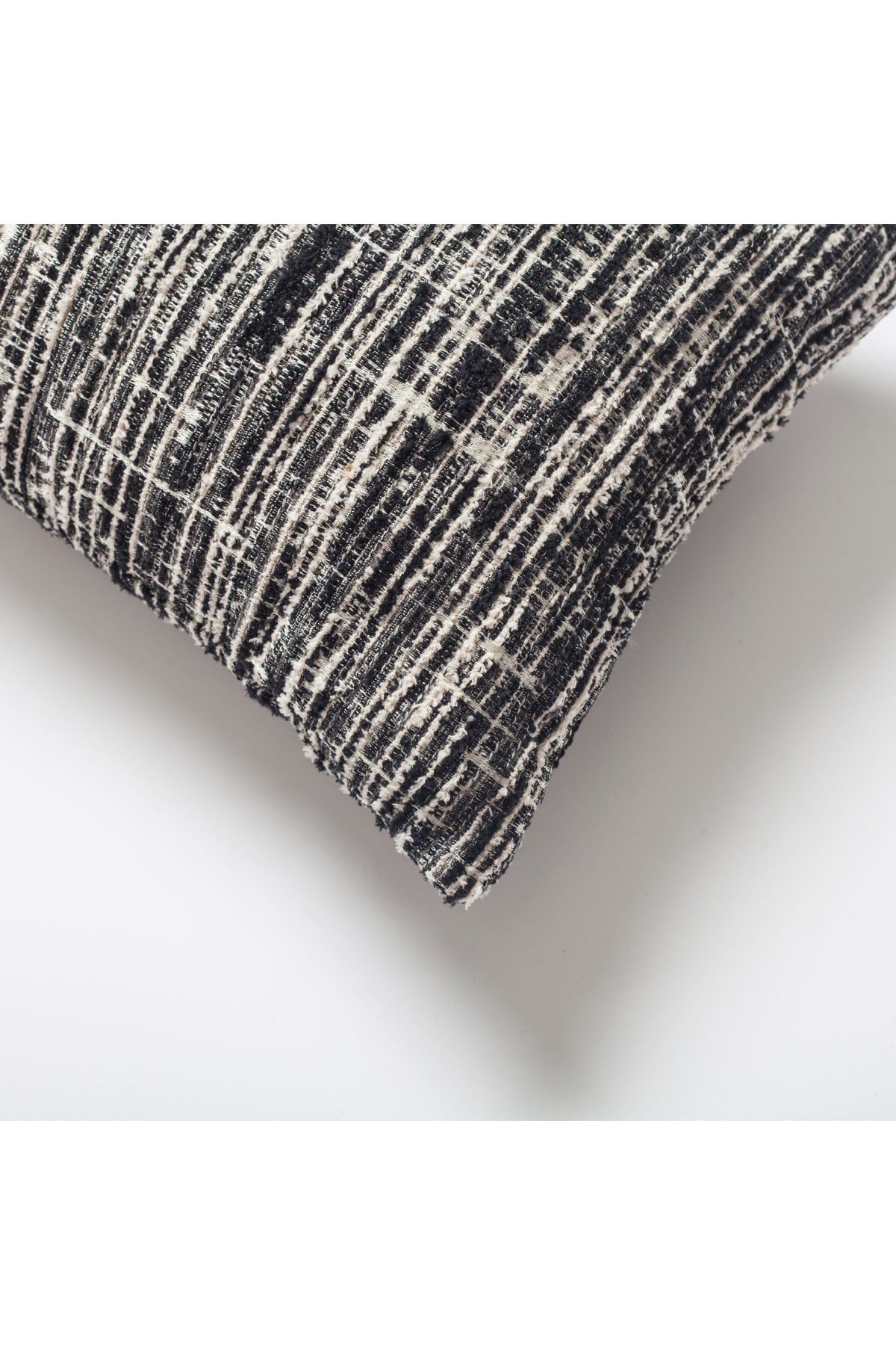 Coco | Black Heathered Woven Textured Plain Lumbar 12"x20" Throw Pillow Cover