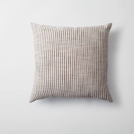 Zuma | Brown Stripe Neutral Linen-Blend Square 18"x18" Throw Pillow Cover