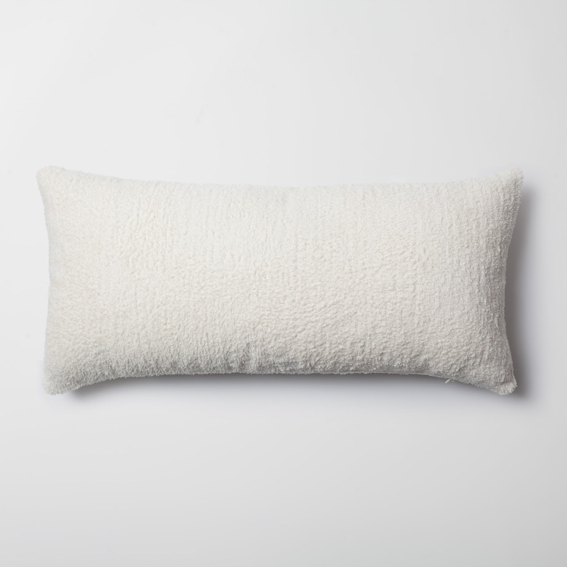 Cozy | White Plush Soft Textured Long Lumbar 14"x28" Throw Pillow Cover