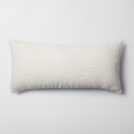 Cozy | White Plush Soft Textured Long Lumbar 14"x28" Throw Pillow Cover