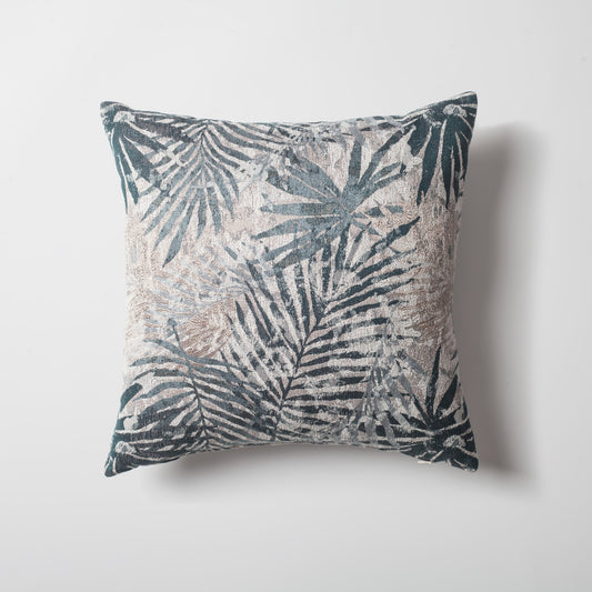 Rio | Blue Textured Woven Floral Square 18''x18'' Throw Pillow Cover