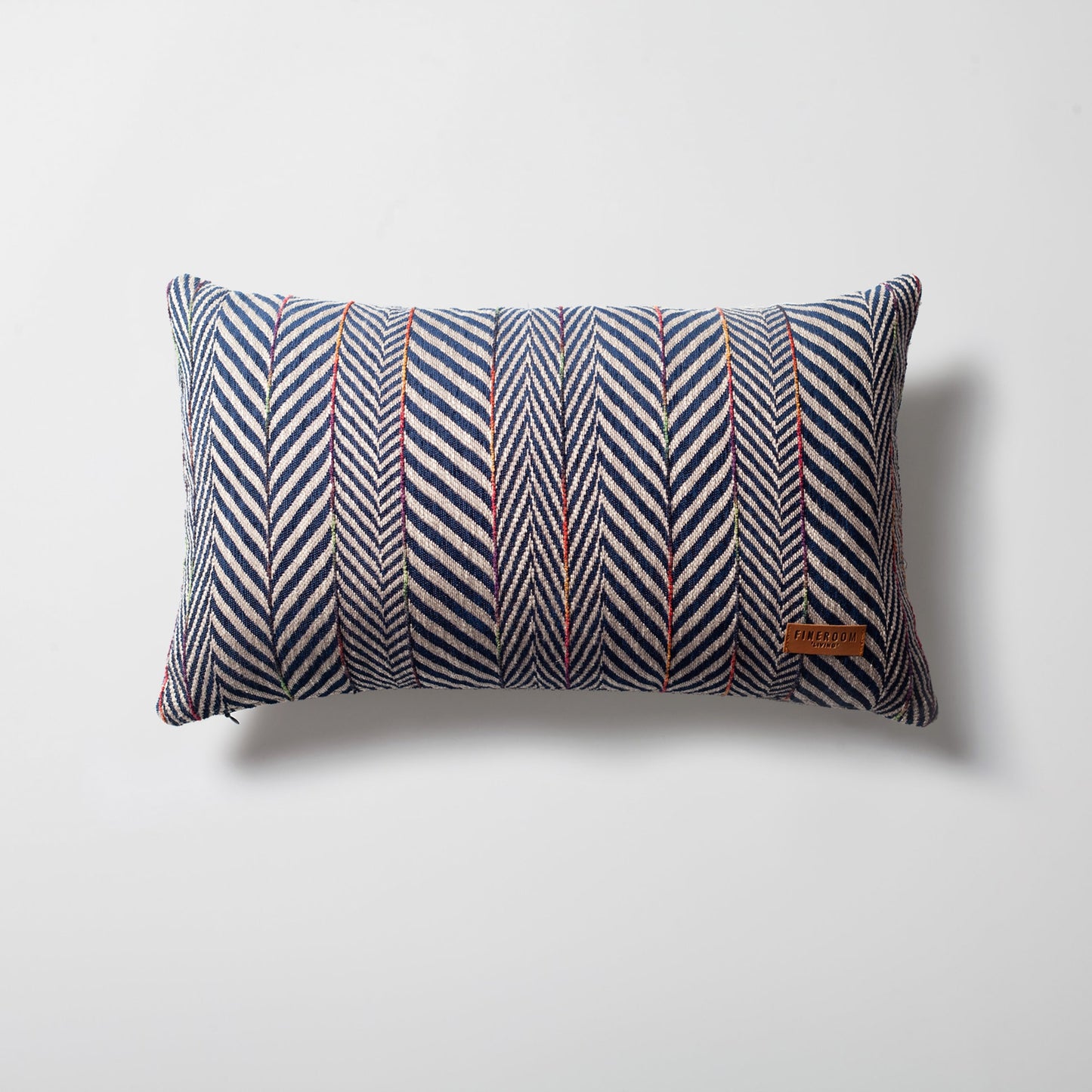 Sense | Navy Blue Textured Herringbone Stripe Lumbar 12''x20'' Throw Pillow Cover