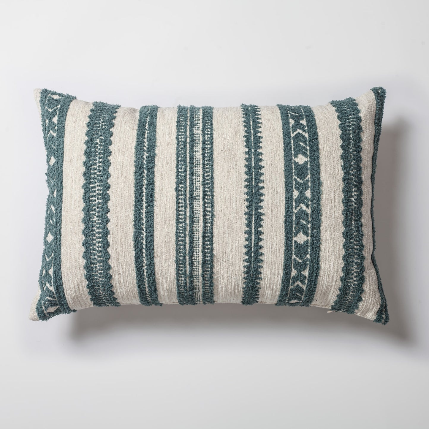 Mitos | Teal Blue Tribal Ethnic Striped Lumbar 16''x24'' Throw Pillow Cover