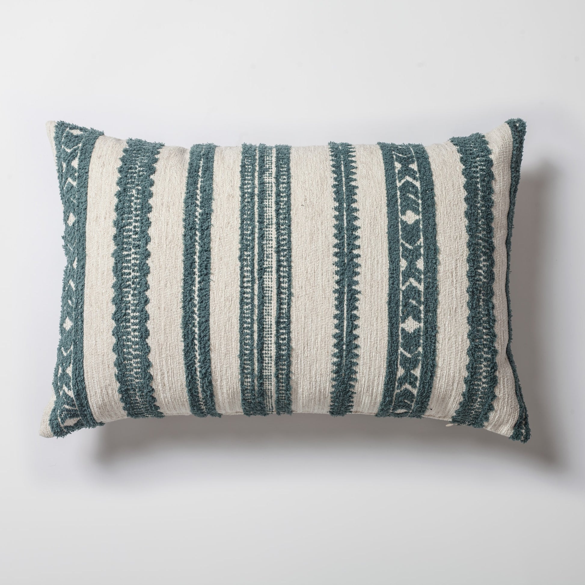 Mitos | Teal Blue Tribal Ethnic Striped Lumbar 16''x24'' Throw Pillow Cover