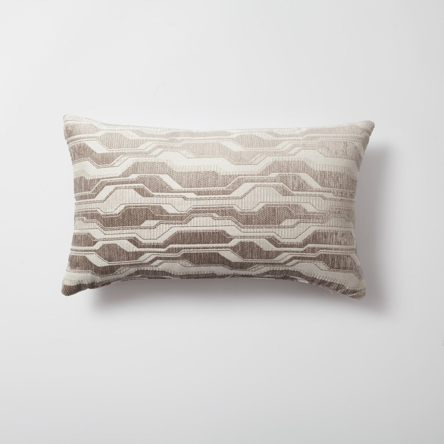 Lebon | Taupe Modern Geometric Patterned Lumbar 12''x20'' Throw Pillow Cover