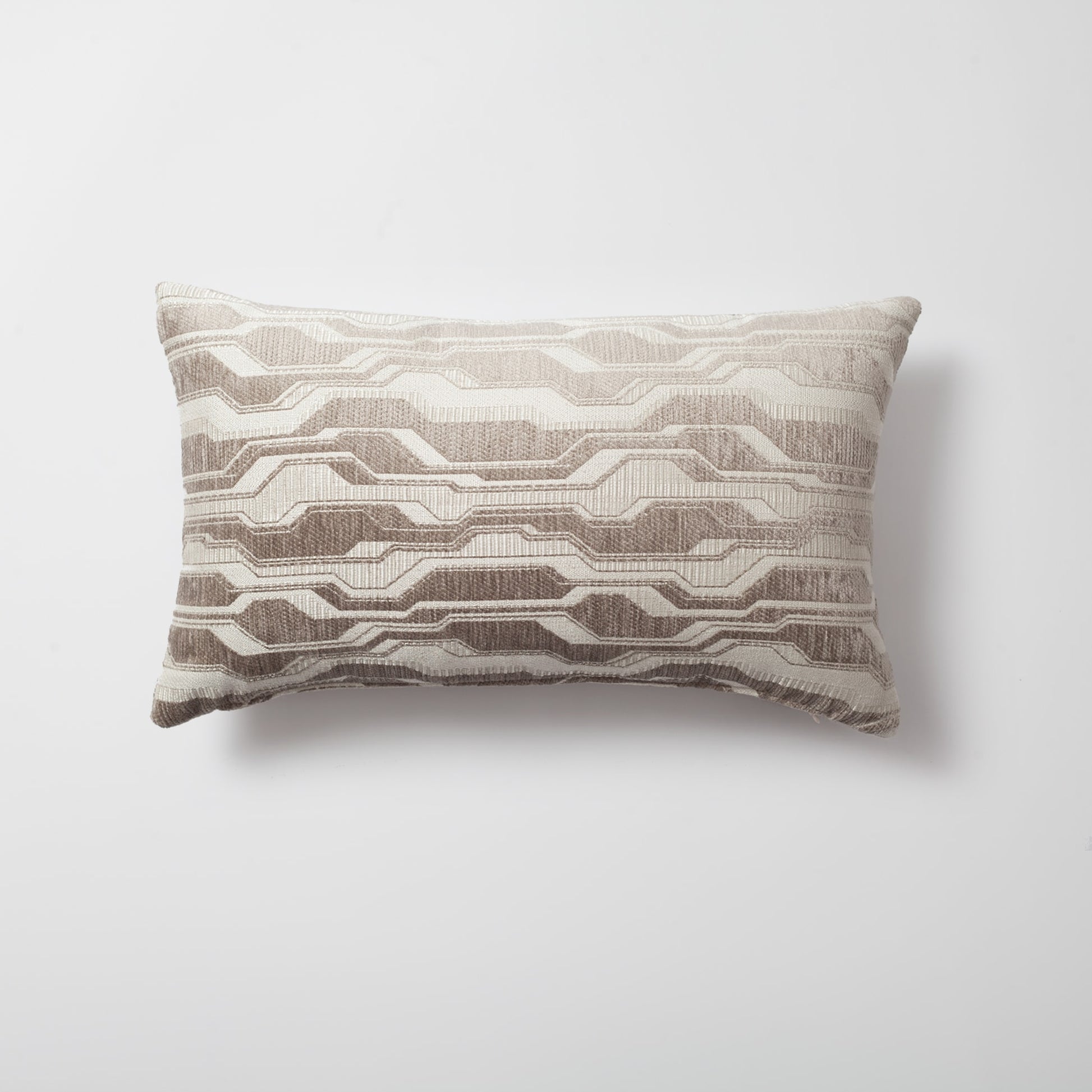 Lebon | Taupe Modern Geometric Patterned Lumbar 12''x20'' Throw Pillow Cover