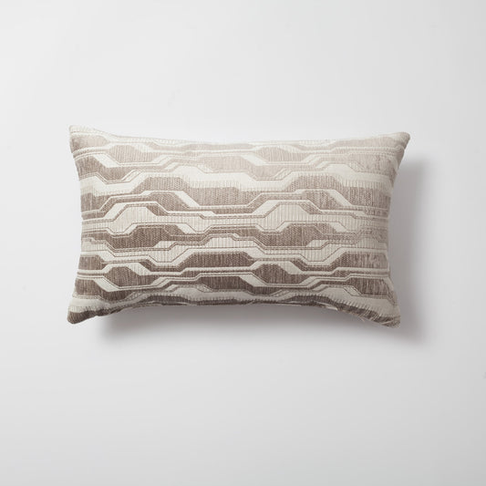 Lebon | Taupe Modern Geometric Patterned Lumbar 12''x20'' Throw Pillow Cover