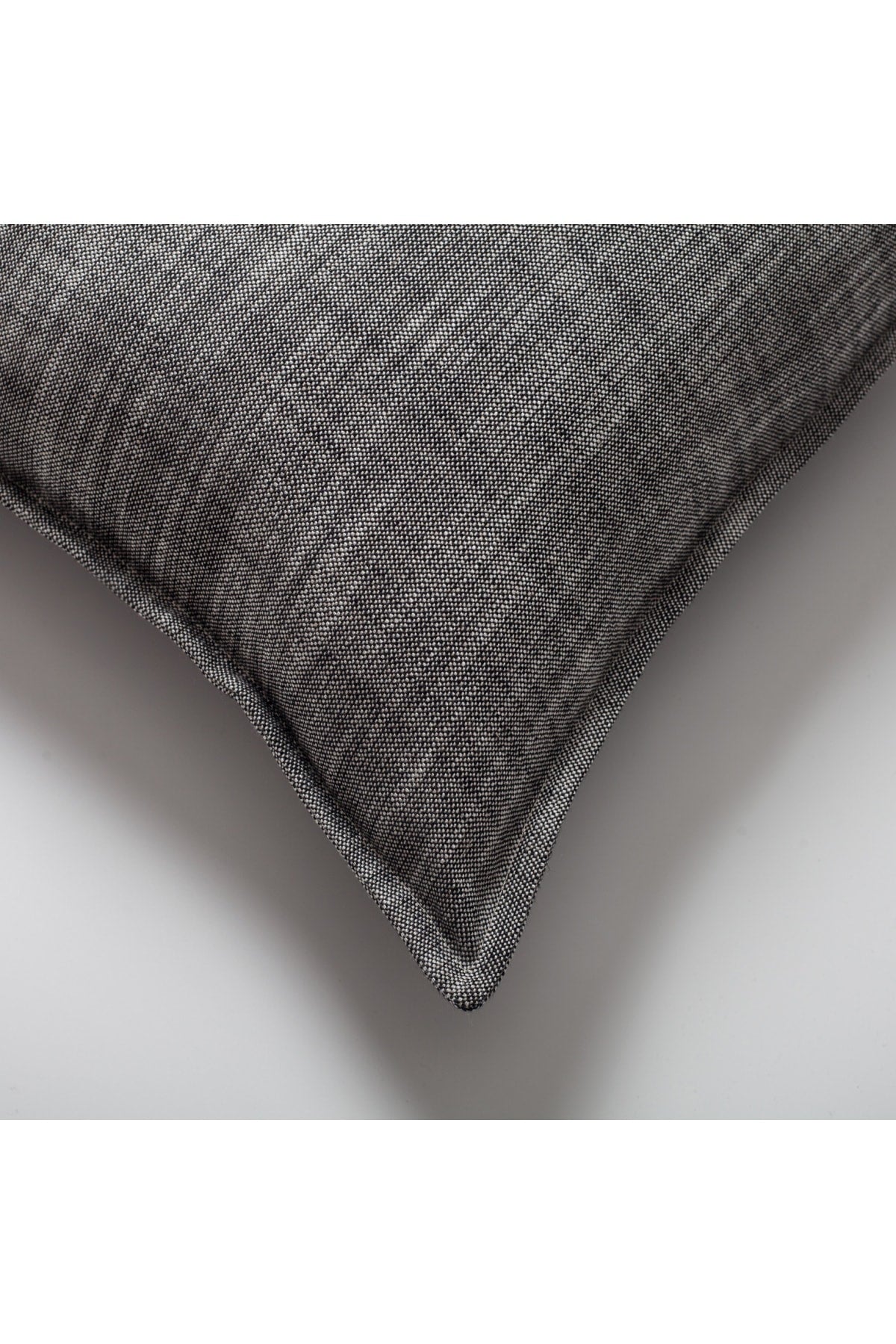 Porto | Black Neutral Solid Linen-Blend Flanged Square 20''x20'' Throw Pillow Cover