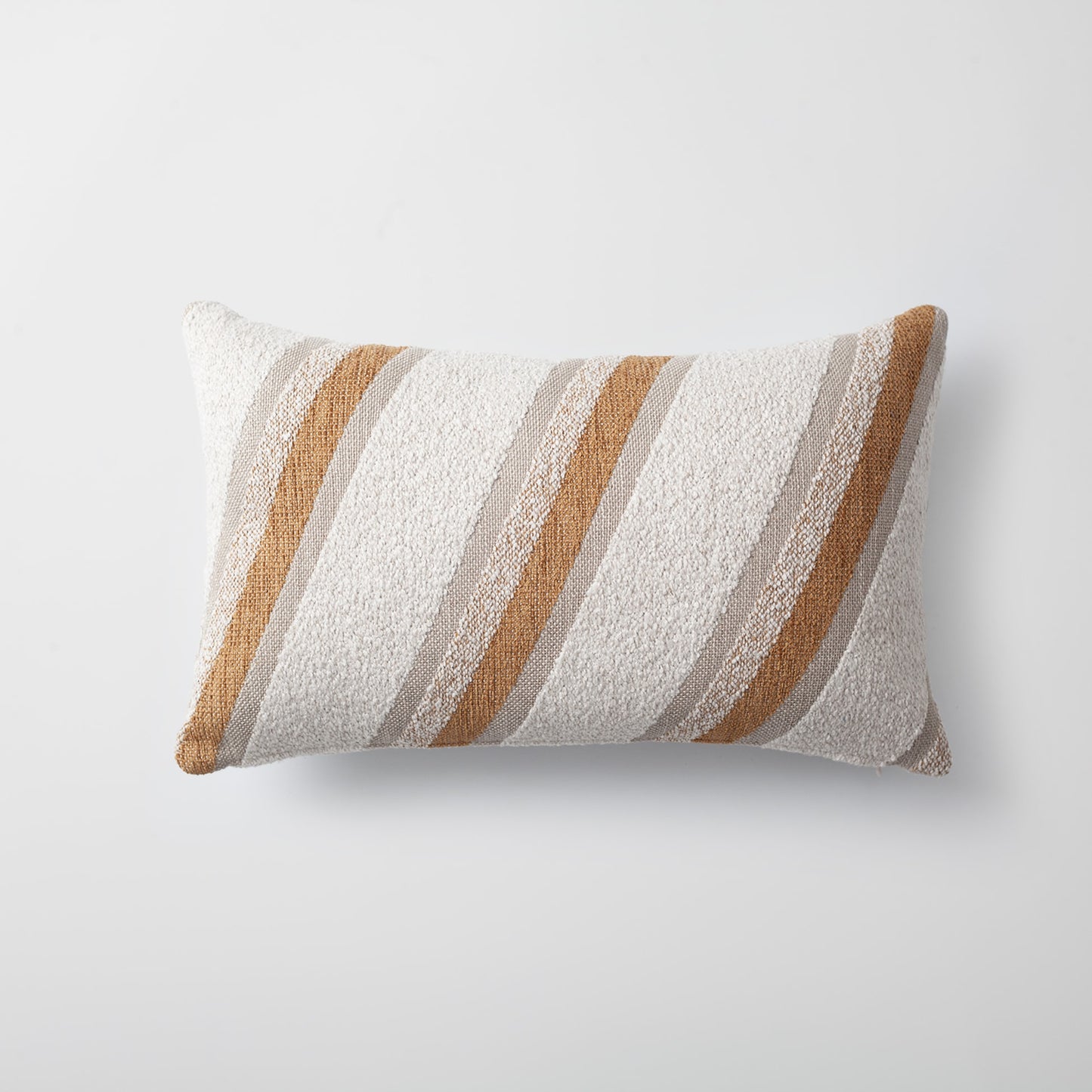 Oblique | Mustard Yellow Striped Boucle Textured Lumbar 12''x20'' Throw Pillow Cover